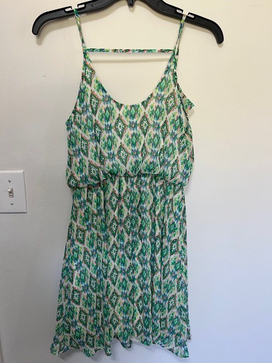 Lush Strappy Green Spring Summer Dress: Small Fresh Colors Fully lined - Picture 2 of 8